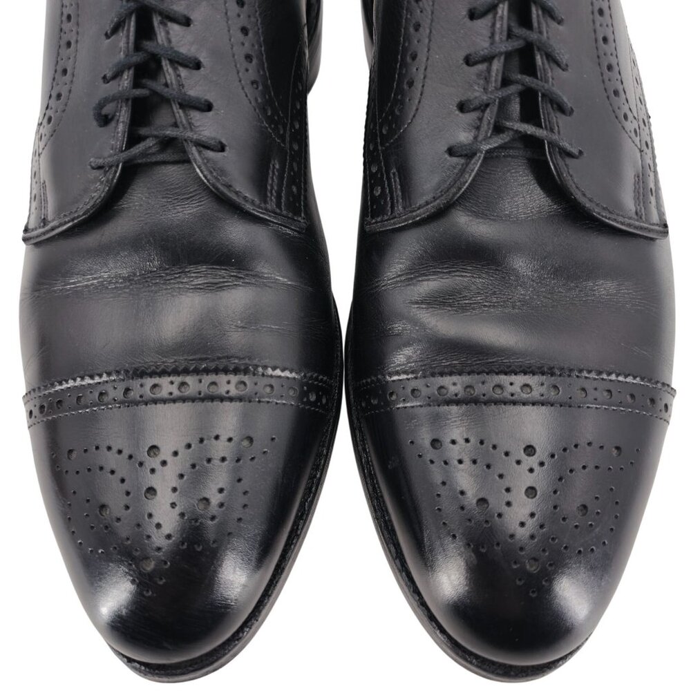 Vintage Allen Edmonds Dress Shoes Men's 10.5D Black Leather Cap-toe Oxfords USA - Picture 2 of 11